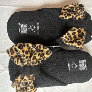Flower Creations Foam Black and Leopard Print Women's Slippers